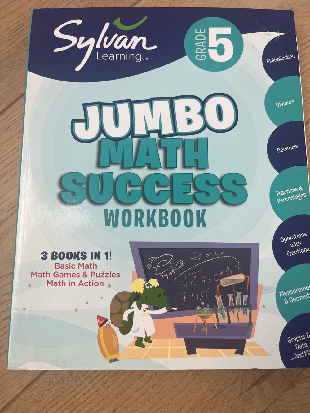Jumbo Math Success Workbook for Kids - Teal/Light Blue (Grade 5)